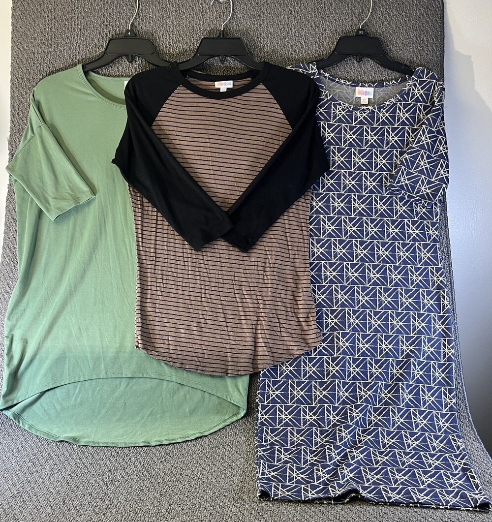 Lularoe Womens Bundle Lot of 3 Irma Randy Dress Tops and 3/4 Sleeve XXS- XS